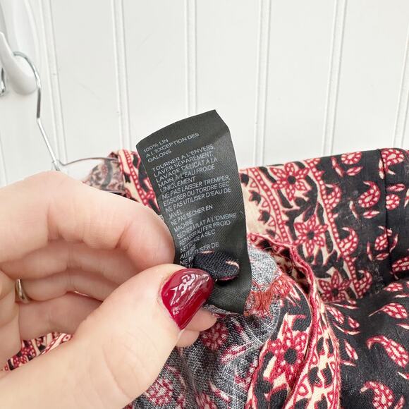 Zimmermann Jaya Cropped Tie Front Printed Linen Blouse Top Red Black Size 0 XS - Picture 5 of 7